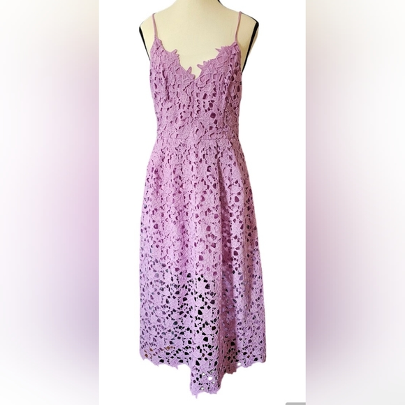 ASTR The Label Lilac Lace Crochet Midi Dress A-Line Sleeveless V-Neck Size Large - Picture 1 of 13